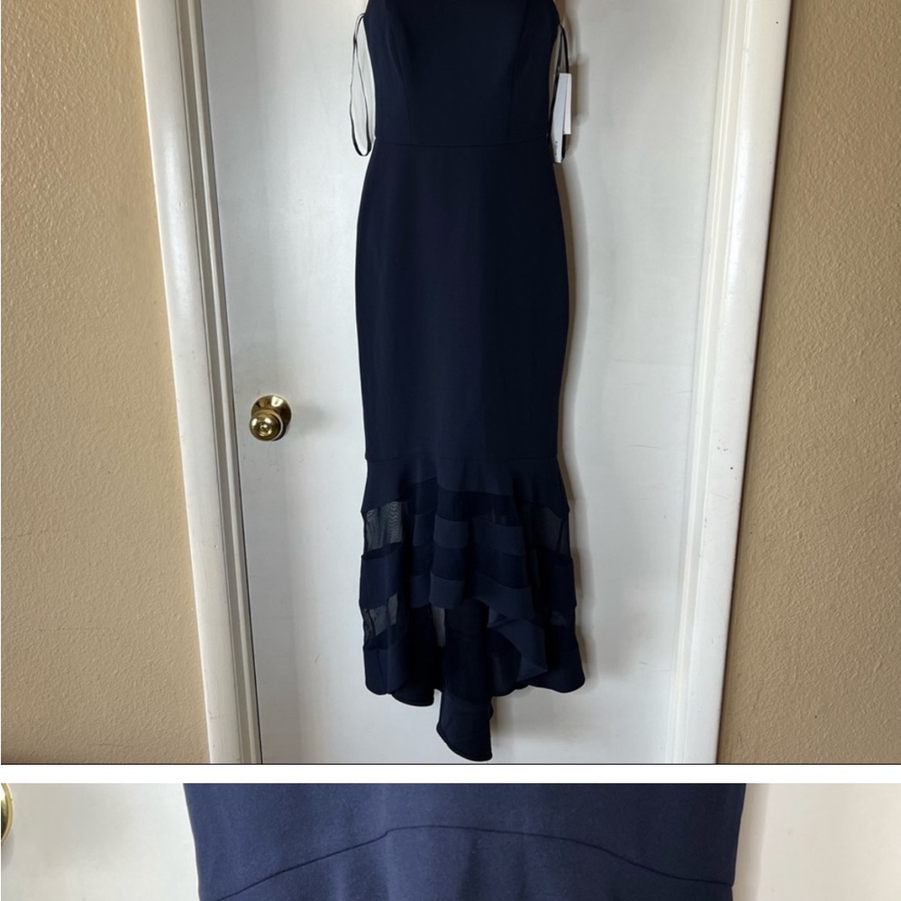 Aqua Formal Hi-Lo Navy Blue Dress - Picture 2 of 4